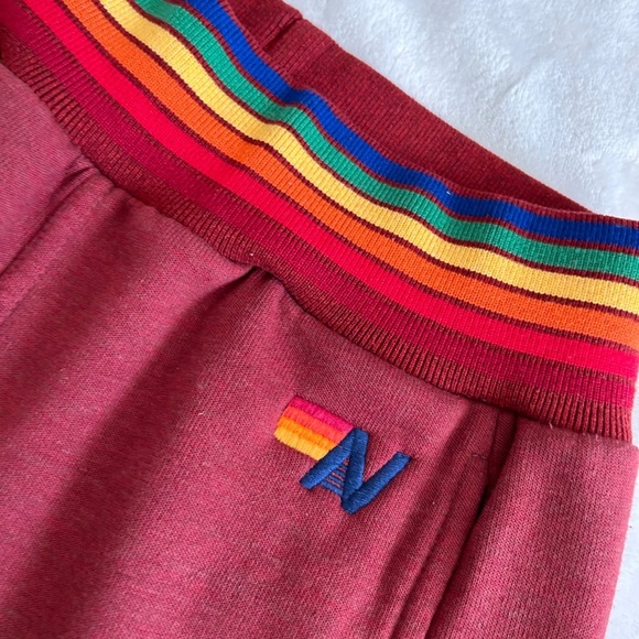 Aviator Nation Rainbow Rib Pocket Sweatpants - Claret - Picture 3 of 8